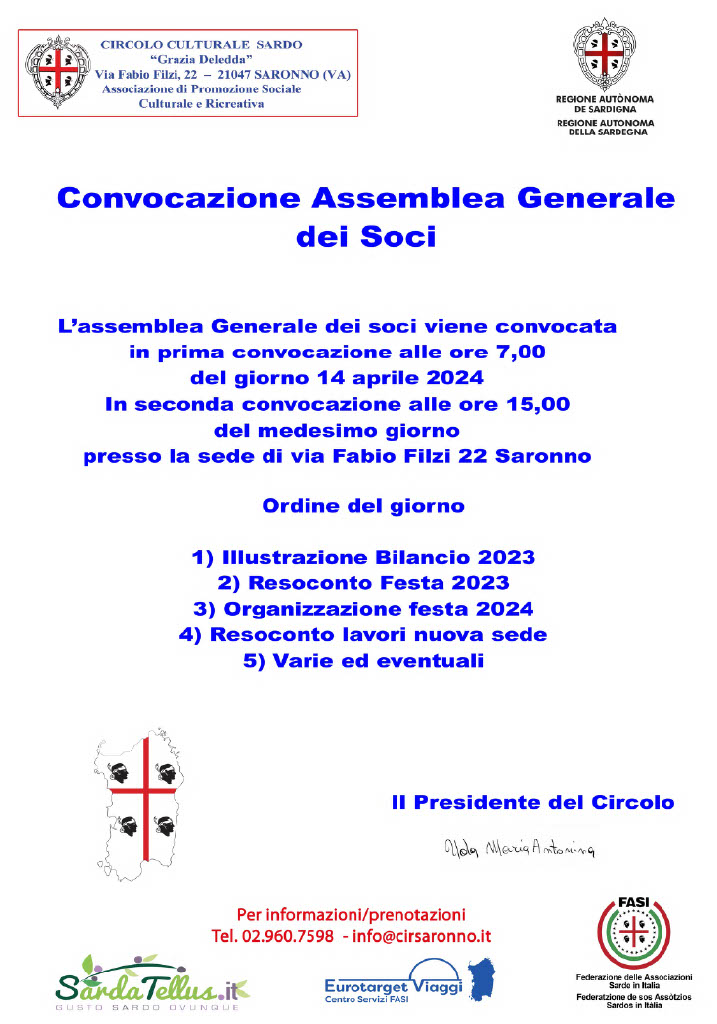 Convocazione Assemblea Generale dei Soci