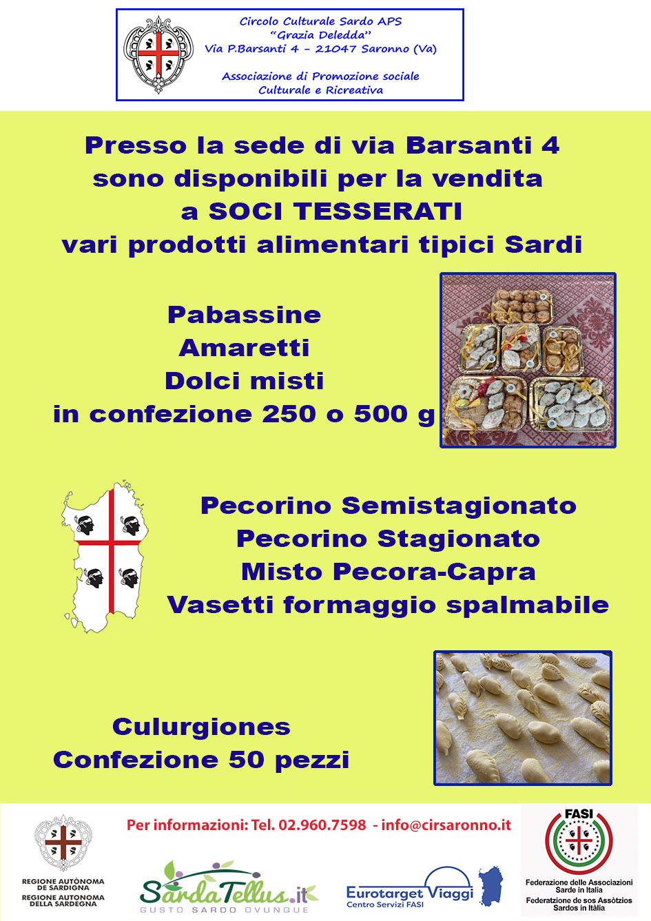 Vendita prodotti alimentari tipici Sardi